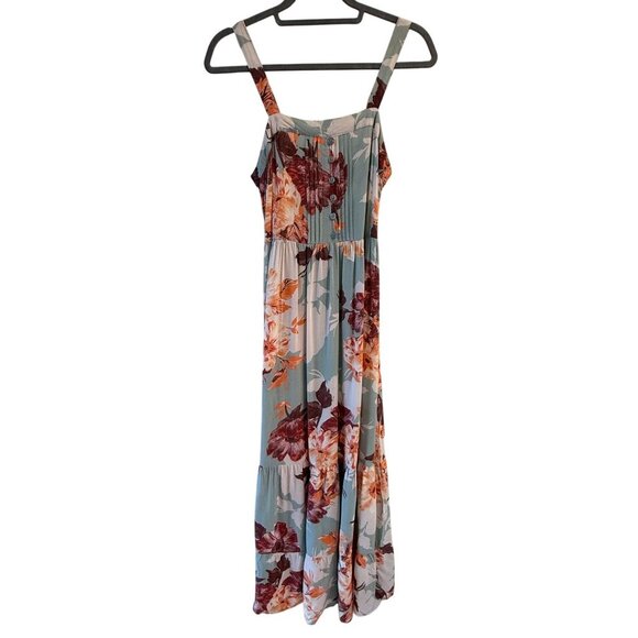 Band Of Gypsies Size S Floral Print Sleeveless Maxi Dress Ruffle Hem Rayon - Picture 1 of 10